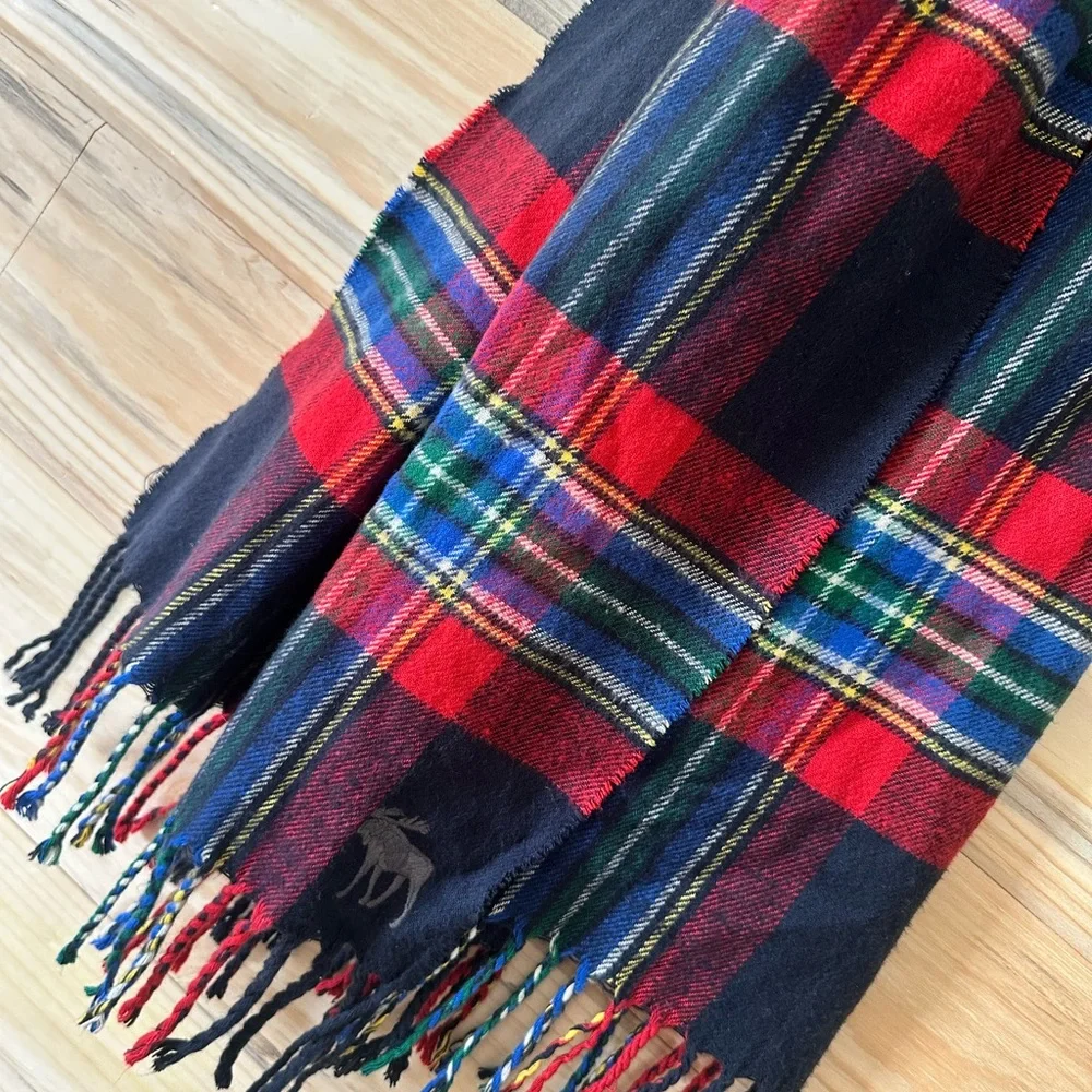 Abercrombie & Fitch Red and Blue Plaid Scarf